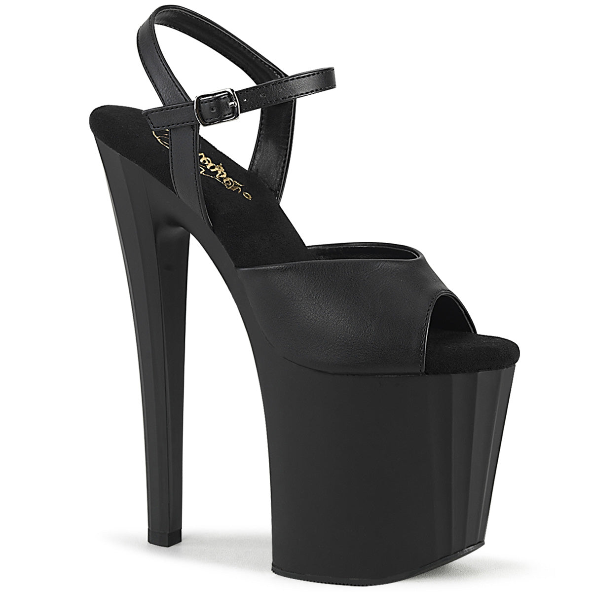 ENChant-709 | 8 INCH HEEL | BLACK ANKLE STRAP SANDAL