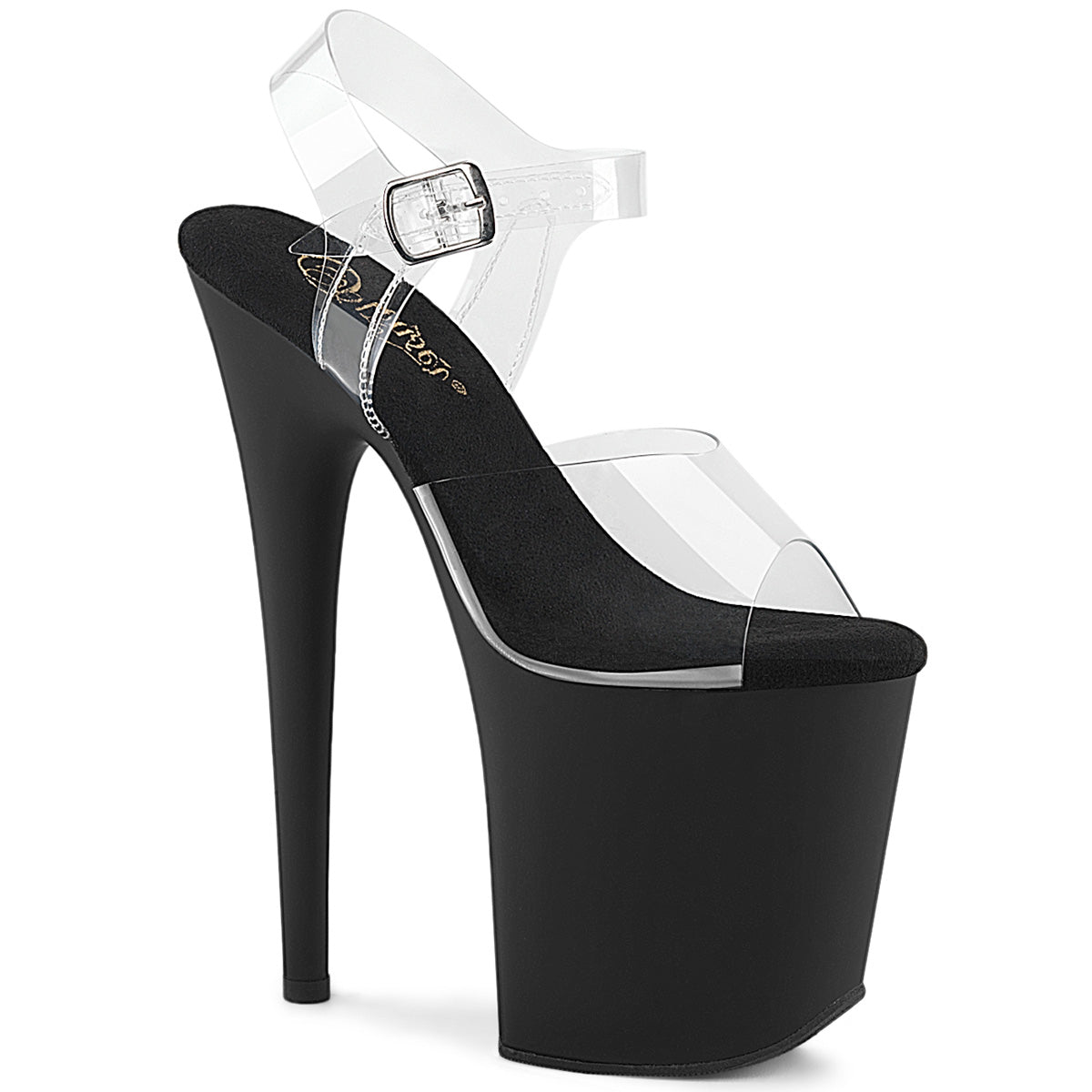 FLAMINGO-808 | FLAM808 | 8 INCH BLACK PLATFORM WIH ANKLE STRAP