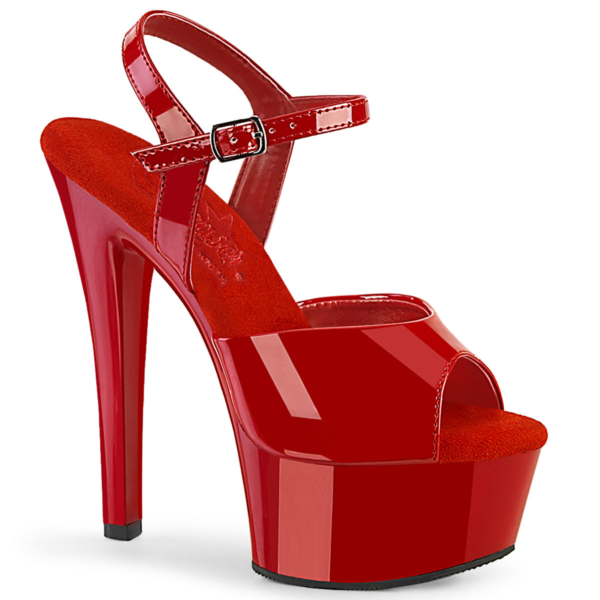 GLAMOUR-609 | 6 INCH HEEL| RED SANDAL WITH ANKLE STRAP