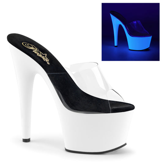 ADORE-701UV |ADO701UV| 7 INCH WHITE PLATFORM SLIDE PLATFORM NEON UV |SPECIALS /IN-STOCK /SALES