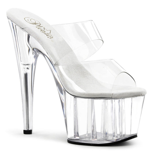 ADORE-702 | ADO702 | 7 INCH CLEAR TWO BAND STRAP SLIDE PLATFORM
