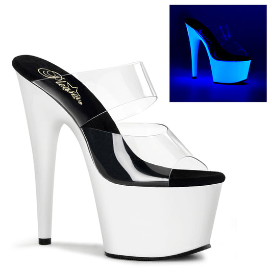 ADORE-702UV |ADO702UV| 7 INCH CLEAR/NEON WHITE PLATFORM SLIDE