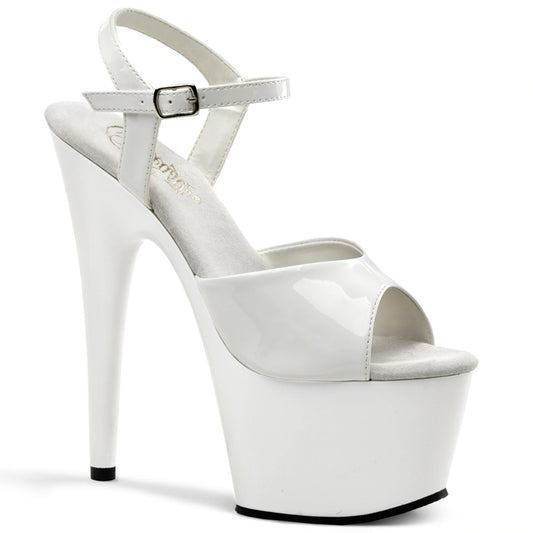 ADORE-709 | 7 INCH HEEL | WHITE SANDAL WITH ANKLE STRAP