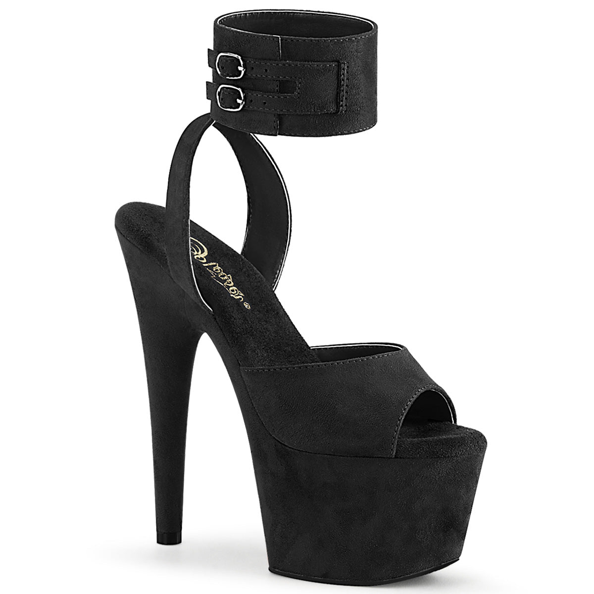 ADORE-791HTRS | 7 INCH HEEL | BLACK ANKLE CUFF SANDAL