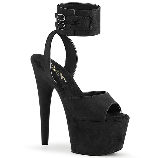 ADORE-791HTRS | 7 INCH HEEL | BLACK ANKLE CUFF SANDAL