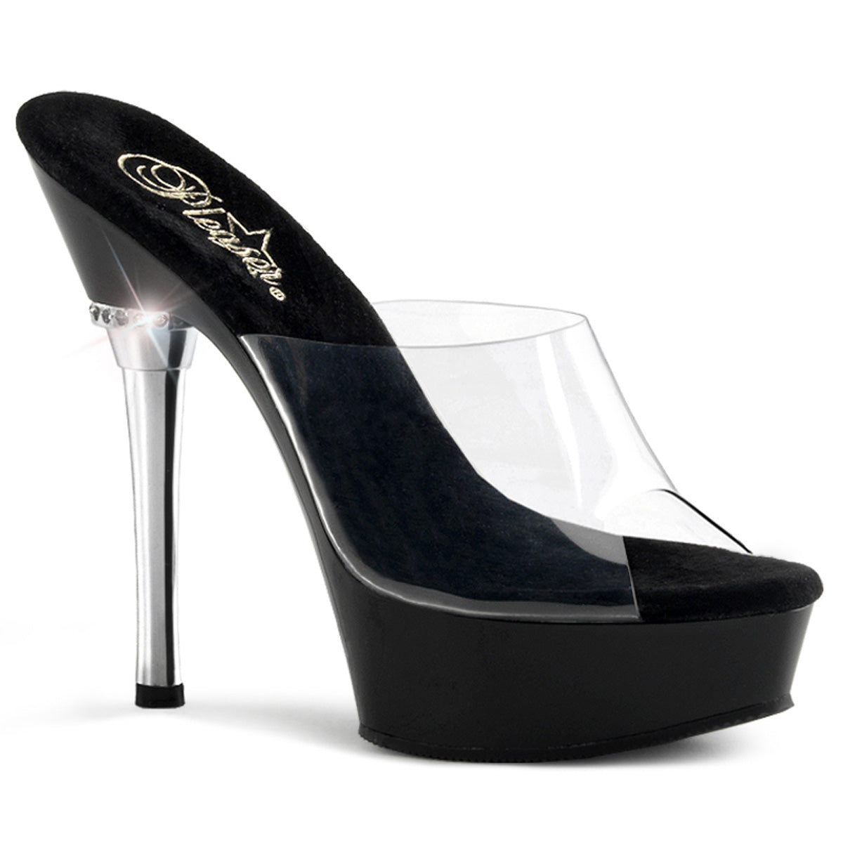 ALLURE-601 |ALL601/C/B| 5 1/2 INCH CLEAR / BLACK SLIP-ON PLATFORM
