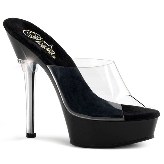 ALLURE-601 |ALL601/C/B| 5 1/2 INCH CLEAR / BLACK SLIP-ON PLATFORM