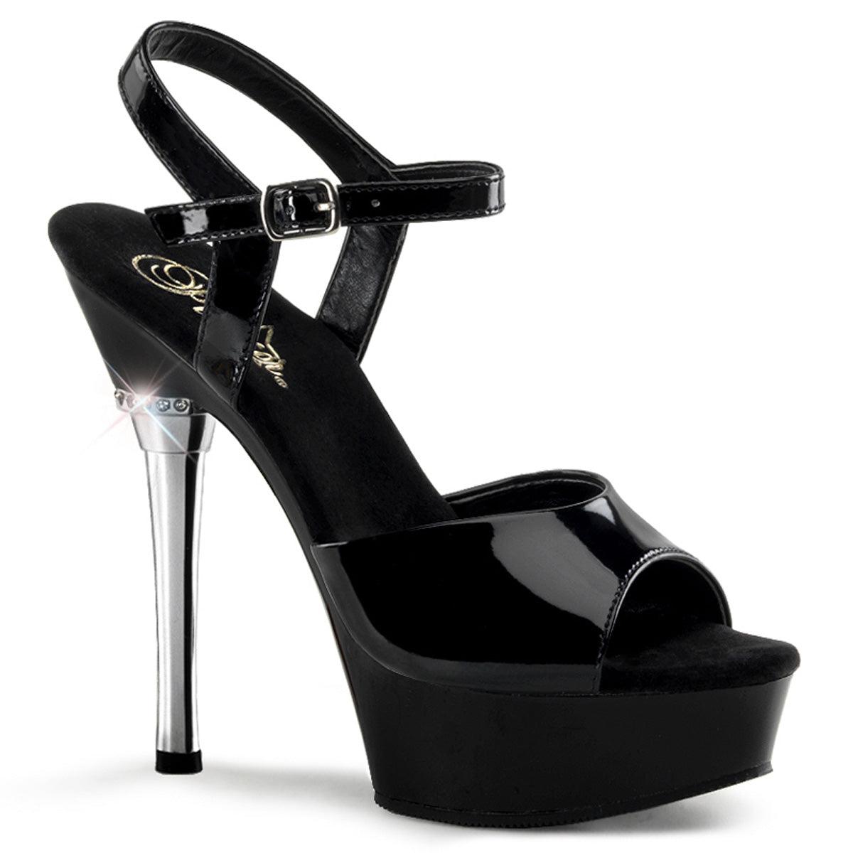 ALLURE-609 |ALL609/B/M| 5 1/2 INCH BLACK PLATFORM WITH ANKLE STRAP AND METAL HEEL