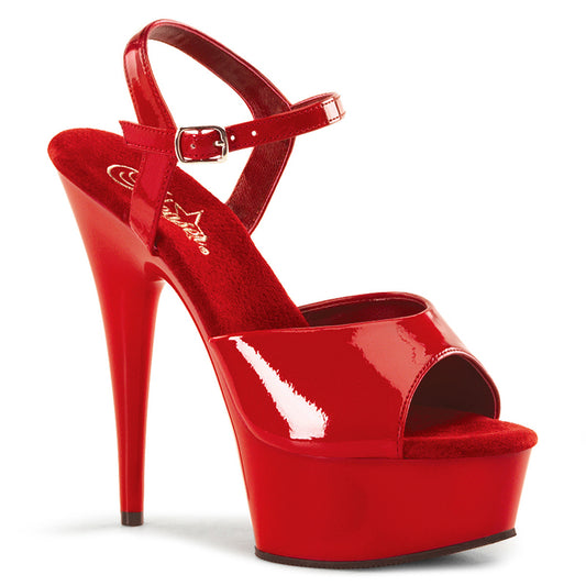 DELIGHT-609 | 6 INCH HEEL |  RED SANDAL WITH ANKLE STRAP