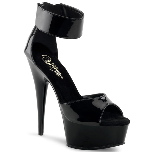 DELIGHT-670 | DEL670 | bLACK 6 INCH PLATFORM FEATURING WIDE ANKLE BAND WITH ZIP