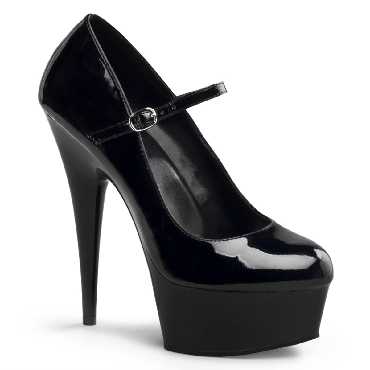 DELIGHT-687 | DEL687/B/M | BLACK 6 INCH MARY JANE PUMP HEEL