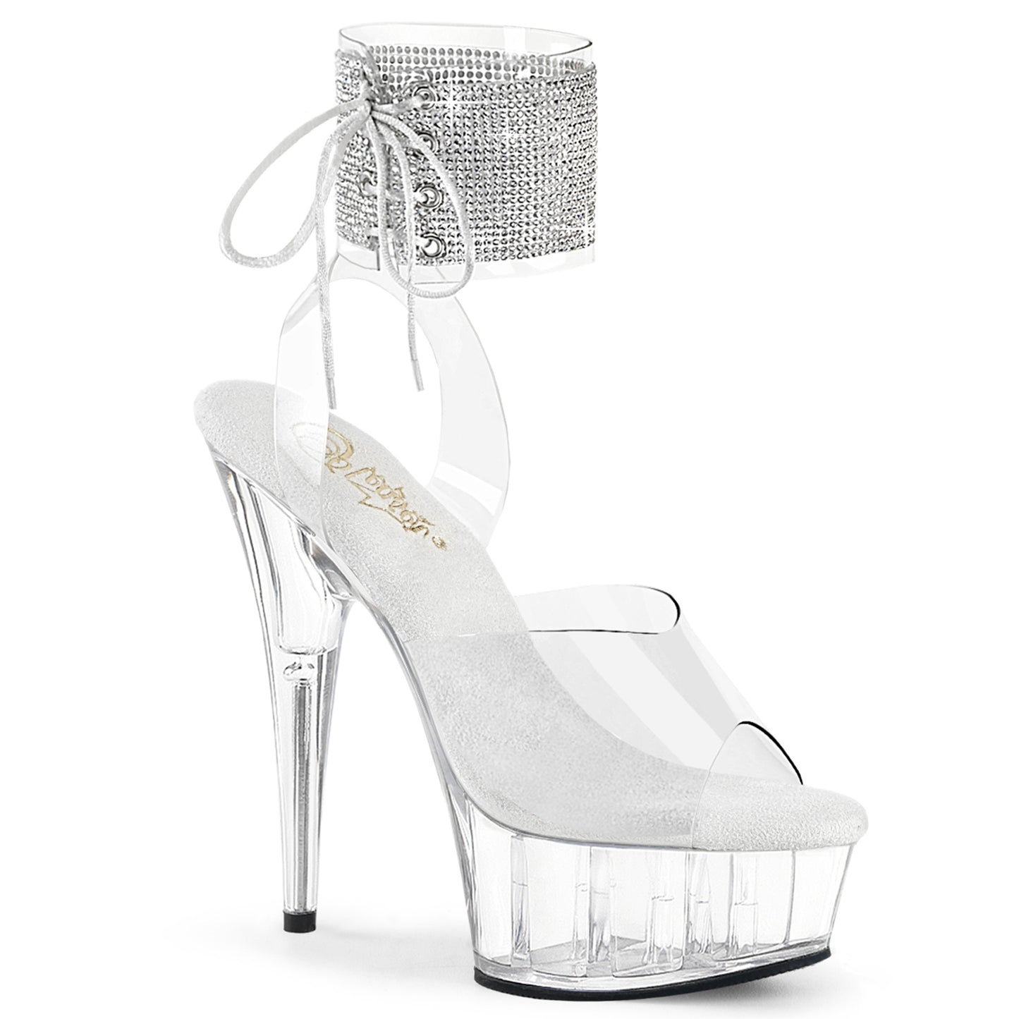 DELIGHT-691 | DEL691| 6 INCH HEEL | ANKLE CUFF SANDAL WITH RHINESTONES