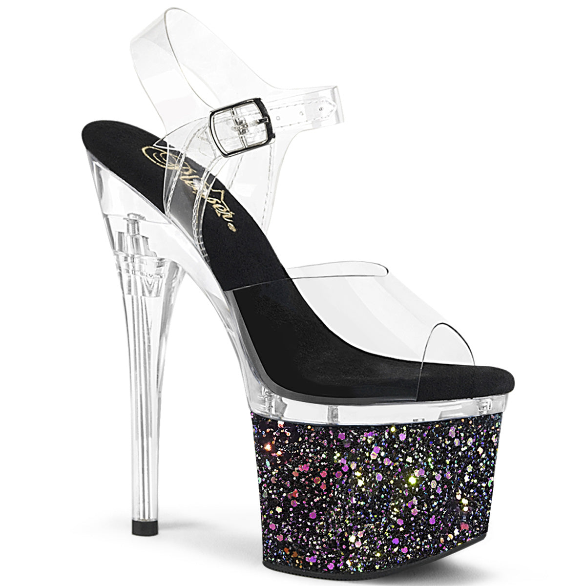 ESTEEM-708LG| ESTM708LG| 7 INCH BLACK MULTI GLITTER PLATFORM
