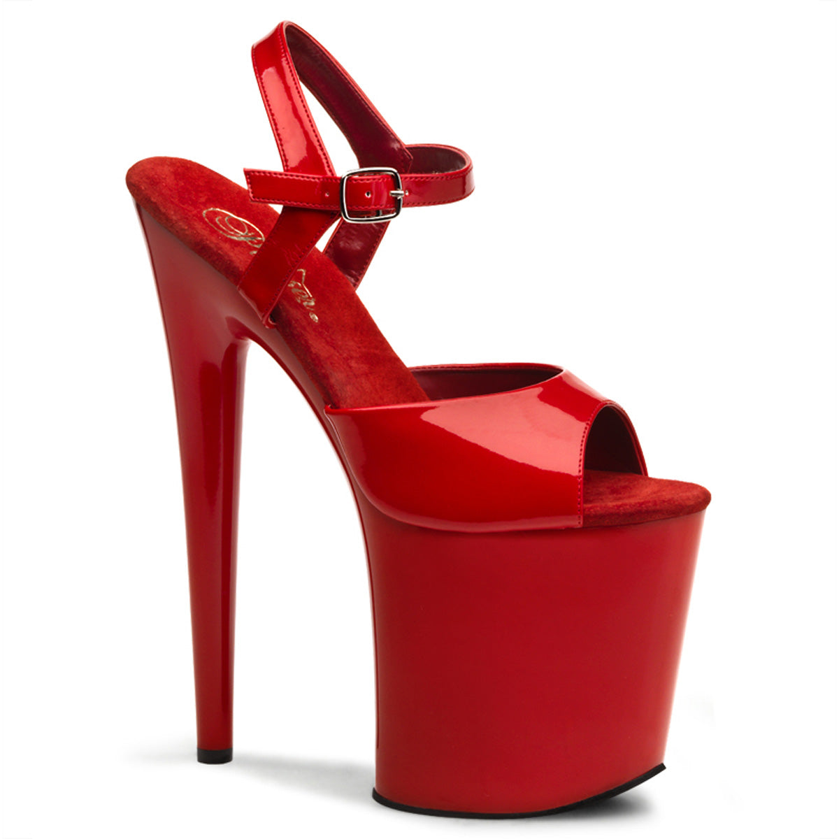 FLAMINGO-809 | 8 INCH HEEL |  RED SANDAL WITH ANKLE STRAP