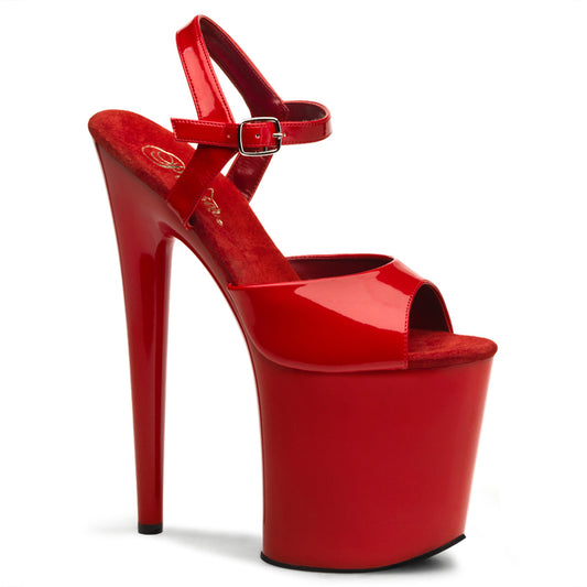 FLAMINGO-809 | 8 INCH HEEL |  RED SANDAL WITH ANKLE STRAP