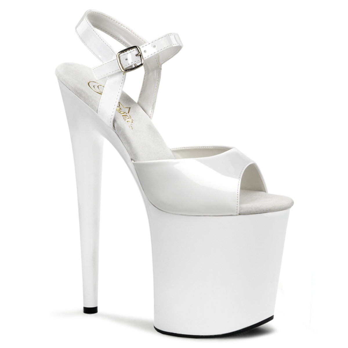 FLAMINGO-809 | 8 INCH HEEL |  WHITE SANDAL WITH ANKLE STRAP