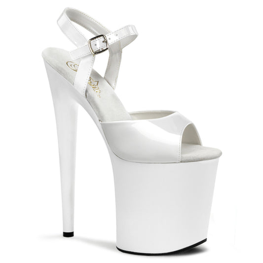 FLAMINGO-809 | 8 INCH HEEL |  WHITE SANDAL WITH ANKLE STRAP