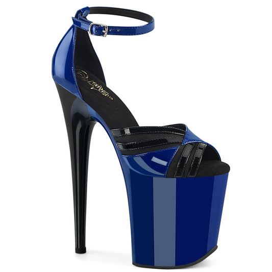 FLAMINGO-884 |FLAM884 | 8 INCH HEEL | BLUE AND BLACK WITH ANKLE STRAP