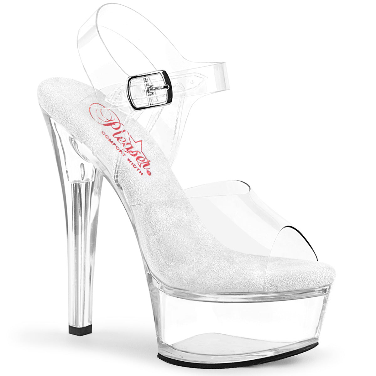 GLAMOUR-609 | 6 INCH HEEL| CLEAR SANDALWITH STRAPS