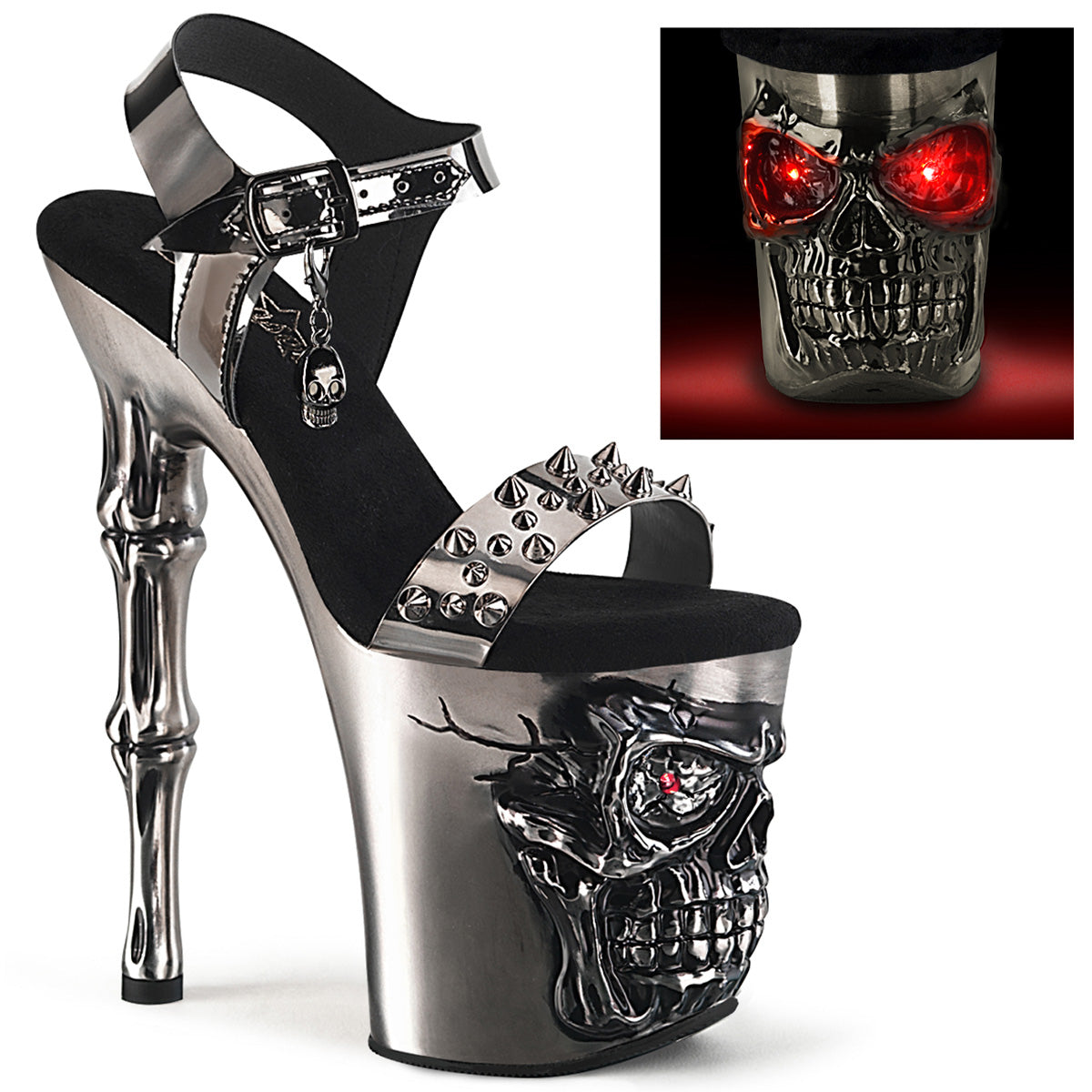 RAPTURE-812-LT |RAPT812-LT/PWTPU/M | 8 INCH SKULL PLATFORM WITH RED LED LIGHTS